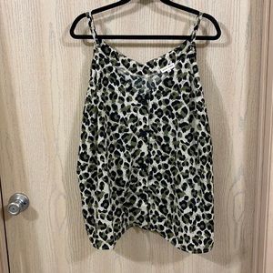 Chic Soul - Olive Leopard Button Up Top